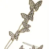 Butterfly Trail Classic Hair Clip Antique Gold & Clear