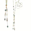 Lariat Style Teal/Smoke/Gold Long Beaded Necklace