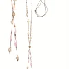 Lariat Style Rose/Nude/Gold Long Beaded Necklace