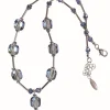 Navy Cubes of Crystal Necklace with Drop Detail