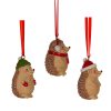 Festive Hedgehogs Hanging Decorations Set Of 3