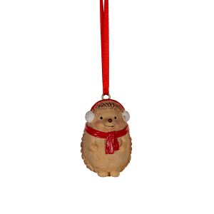 Festive Hedgehogs Hanging Decorations Set Of 3