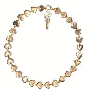 Worn Gold Heart to Heart Chain Necklace