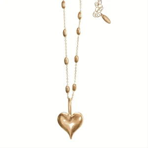 Heavenly Heart Classic Drop Necklace Worn Gold