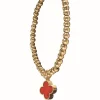 Worn Gold & Rouge Byzantine Cross Charm Bracelet