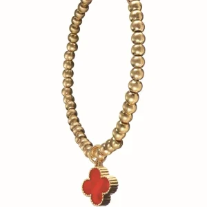 Worn Gold & Rouge Byzantine Cross Charm Bracelet