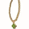 Worn Gold & Moss Byzantine Cross Charm Bracelet