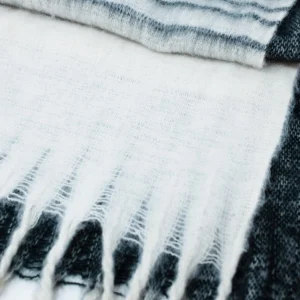 Black & white striped scarf with fringes