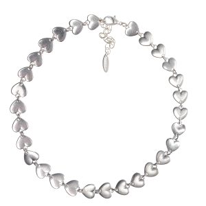 Worn Silver Heart to Heart Chain Necklace