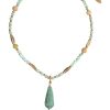 Turquoise Stone Droplet Bead Chain Necklace