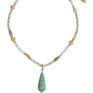 Turquoise Stone Droplet Bead Chain Necklace