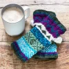 Woollen Fairisle Handwarmer Gloves Purple