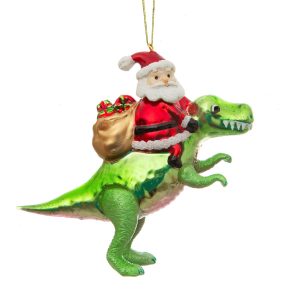 Dinosaur And Santa Shaped Bauble