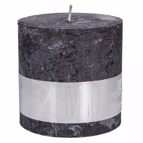 PTMD Rustic Charcoal Black Block Candle 10x10cm